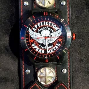 Affliction Speed Metal winged Skull Watch